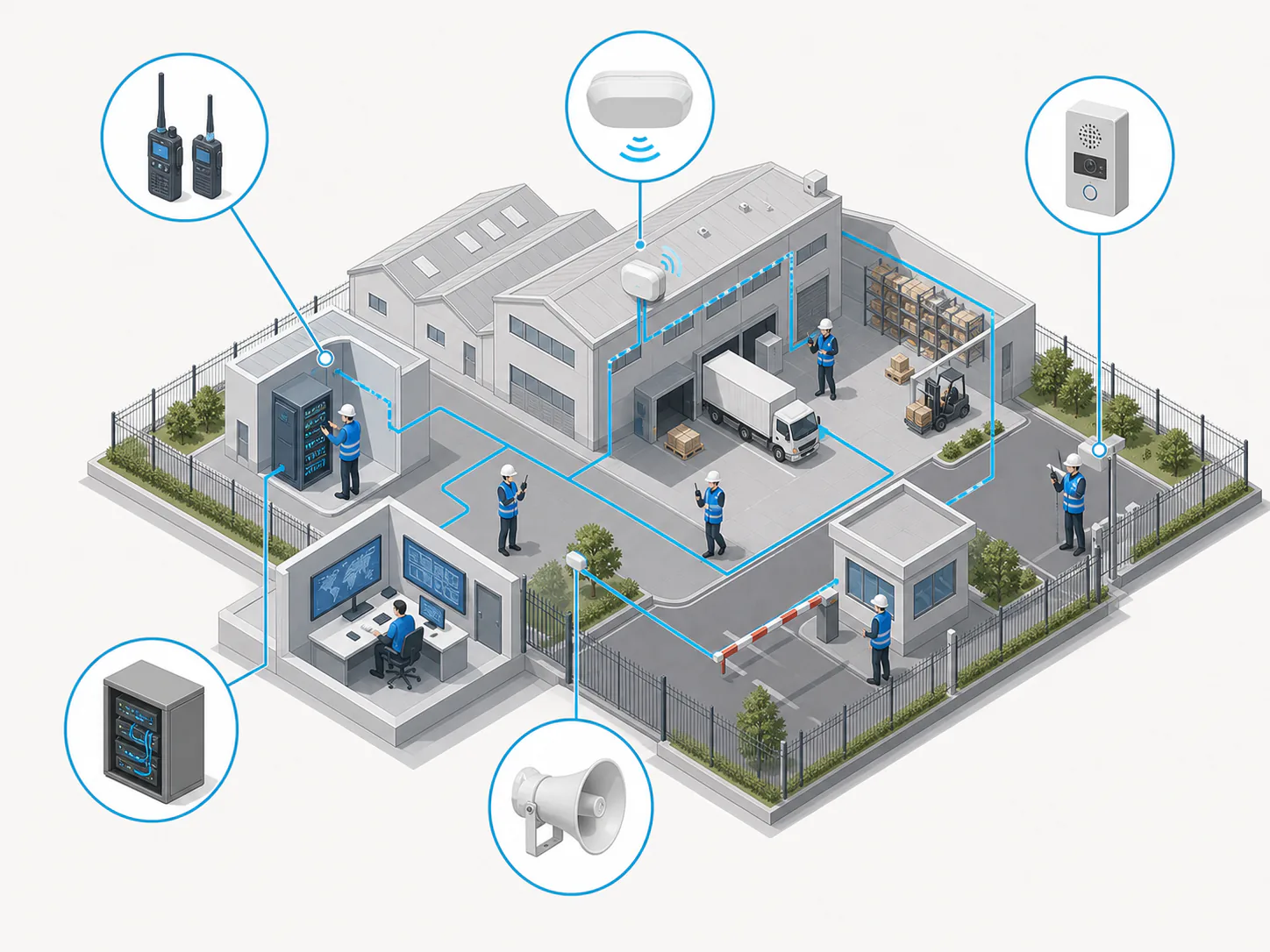 Comunicaciones, radio y conectividad para una operación industrial